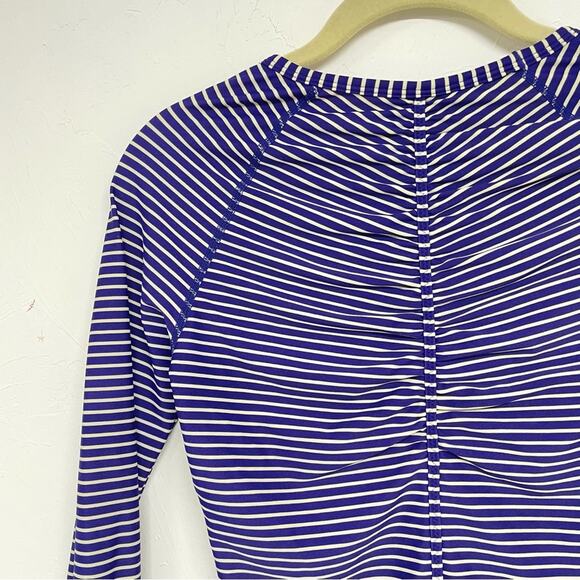 Athleta Blue Striped Long Sleeve Stretchy Tee Shirt Blouse Womens XXS Nautical - Picture 9 of 9